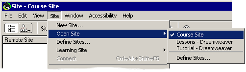 Open Site submenu