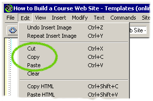 Cut, Copy, and Paste commands