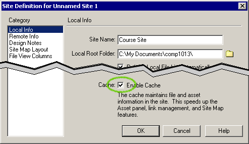 Site Definition: enable the cache
